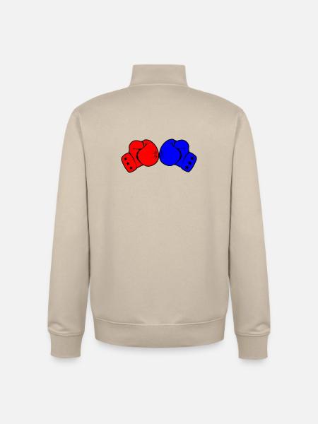 Zwei Boxhandschuhe rot und blau - Unisex Organic Zip Sweatshirt von Stanley/Stella - Cremebeige