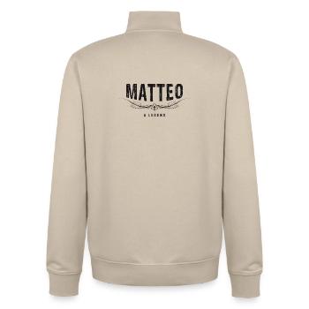 MATTEO A LEGEND decorated - Unisex Organic Zip Sweatshirt by Stanley/Stella - desert dust - Back - AI Model Male 185 dark (185cm)
