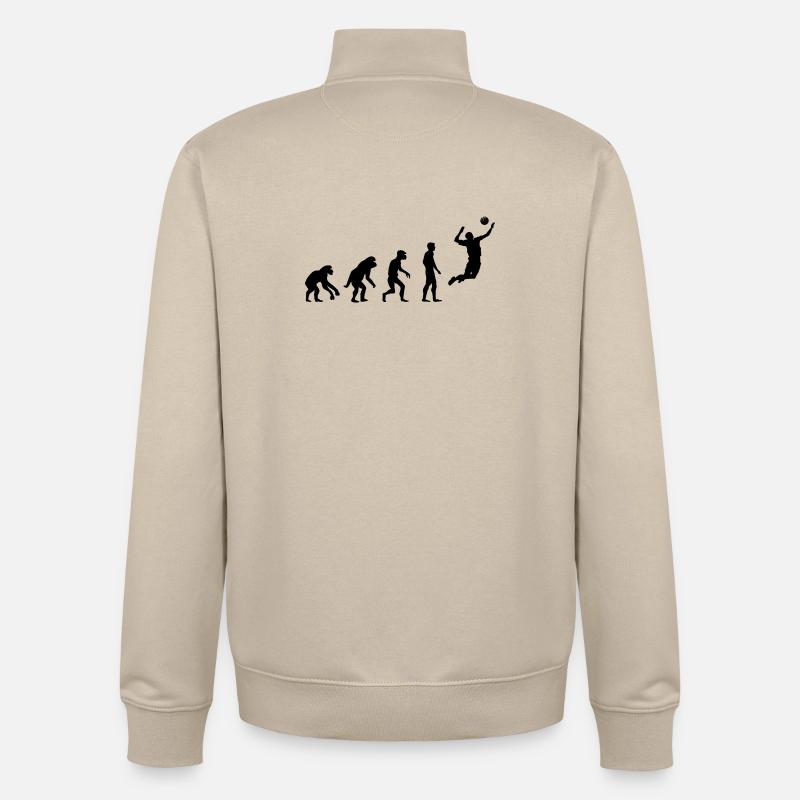 Retro volleyball Evolution Icône du beach-volley - Sweat zippé unisexe en coton bio Stanley/Stella - beige crème