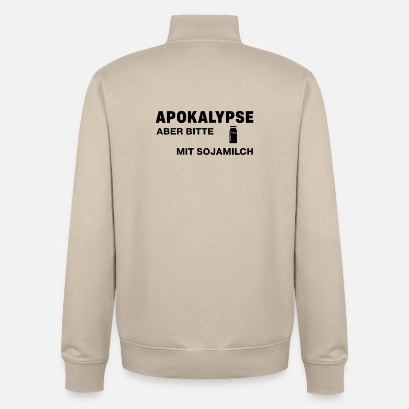Apocalypse – mais s’il vous plaît avec du lait de soja - Sweat zippé unisexe en coton bio Stanley/Stella - beige crème
