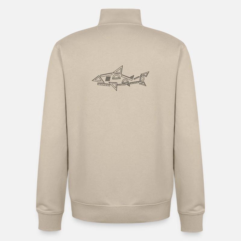 Math Shark - Sweat zippé unisexe en coton bio Stanley/Stella - beige crème
