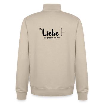 Liebe ist größer - Unisex Organic Zip Sweatshirt von Stanley/Stella - Cremebeige - Hinten - AI Model Male 185 dark (185cm)
