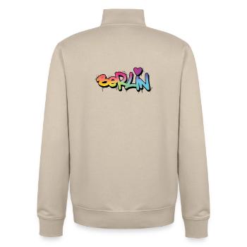 Police arc-en-ciel graffiti de Berlin - Sweat zippé unisexe en coton bio Stanley/Stella - beige crème - Dos - AI Model Male 185 dark (185cm)