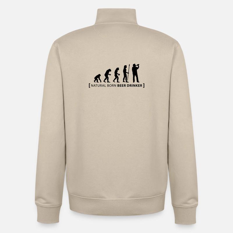 evolution_beer_drinker - Unisex Organic Zip Sweatshirt von Stanley/Stella - Cremebeige
