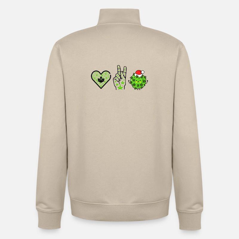 Amour, Paix et Bonheur / Joyeux Noël - Sweat zippé unisexe en coton bio Stanley/Stella - beige crème