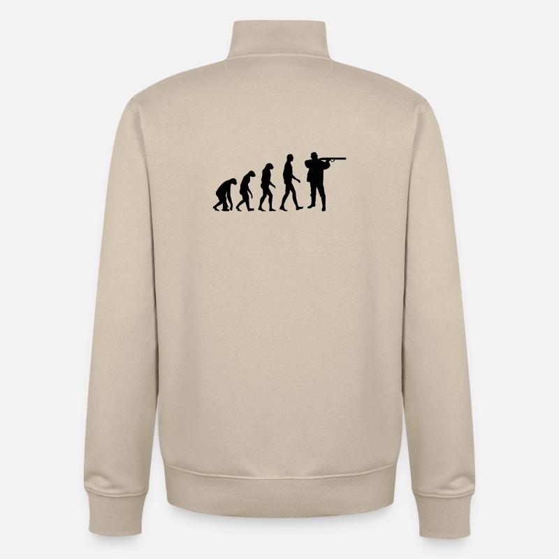 Évolution chasseur - chasse - Sweat zippé unisexe en coton bio Stanley/Stella - beige crème
