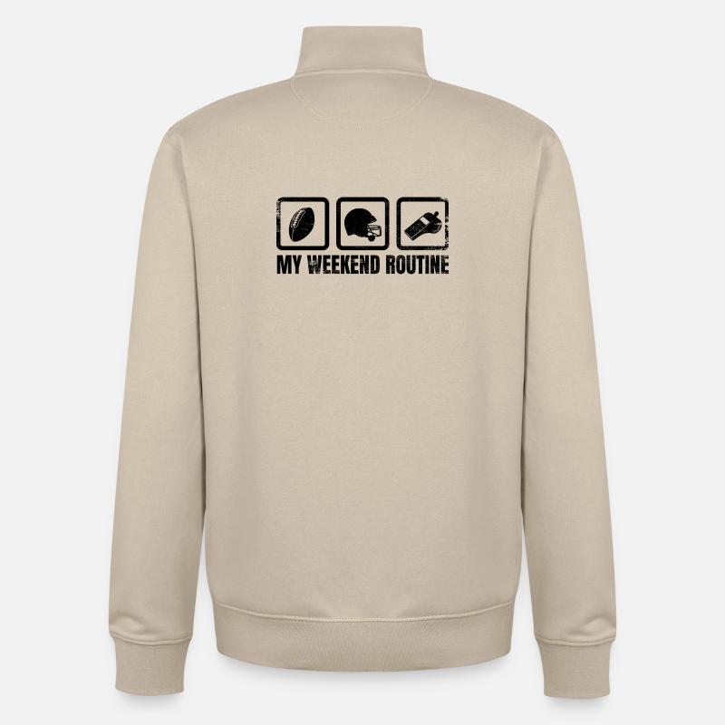 Football Weekend Routine - Unisex Organic Zip Sweatshirt by Stanley/Stella - desert dust