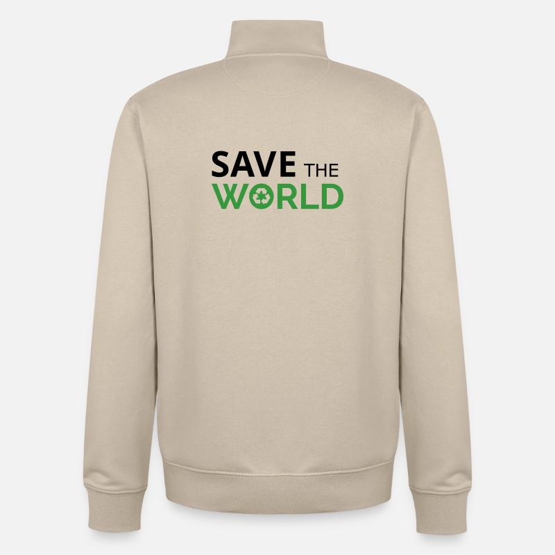 Rette die Welt - Unisex Organic Zip Sweatshirt von Stanley/Stella - Cremebeige