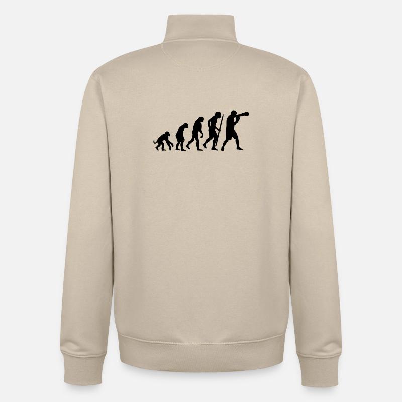 Evolution of boxing - Unisex Organic Zip Sweatshirt von Stanley/Stella - Cremebeige