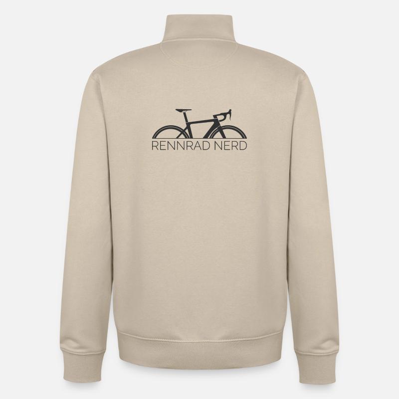 Vélo de route Nerd Vélo Stage Tour Logo Symbole de course - Sweat zippé unisexe en coton bio Stanley/Stella - beige crème