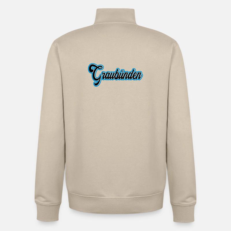 Graubünden Script with Blue Outline - Unisex Organic Zip Sweatshirt by Stanley/Stella - desert dust