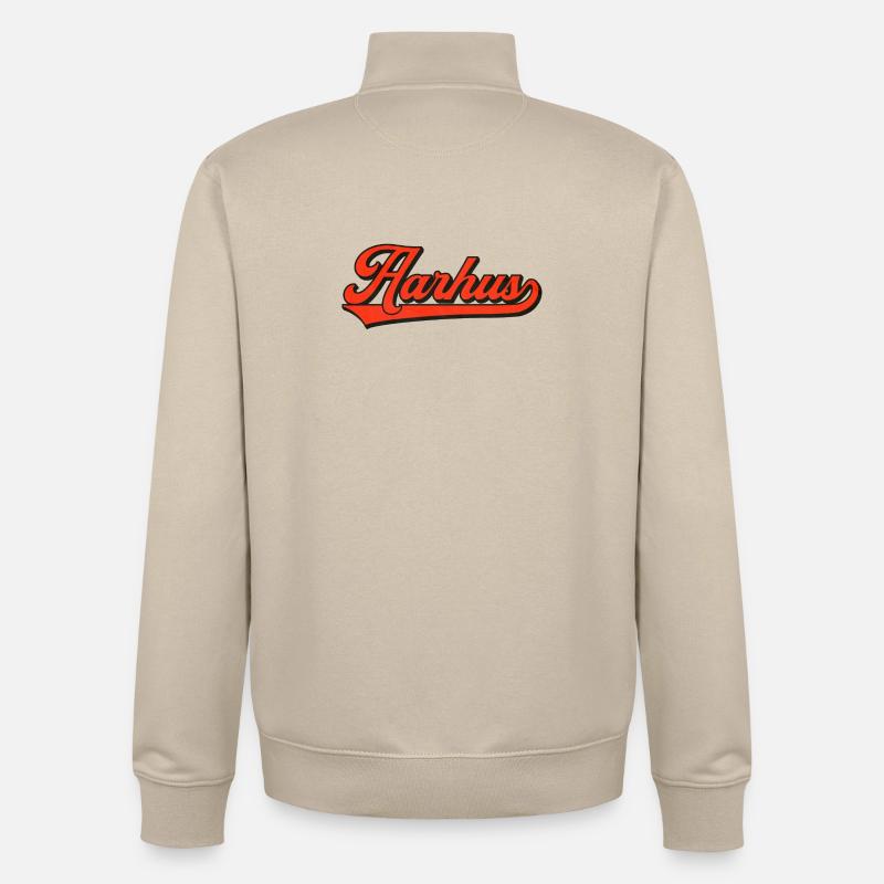 Lettrage rétro Aarhus – Style Danemark - Sweat zippé unisexe en coton bio Stanley/Stella - beige crème