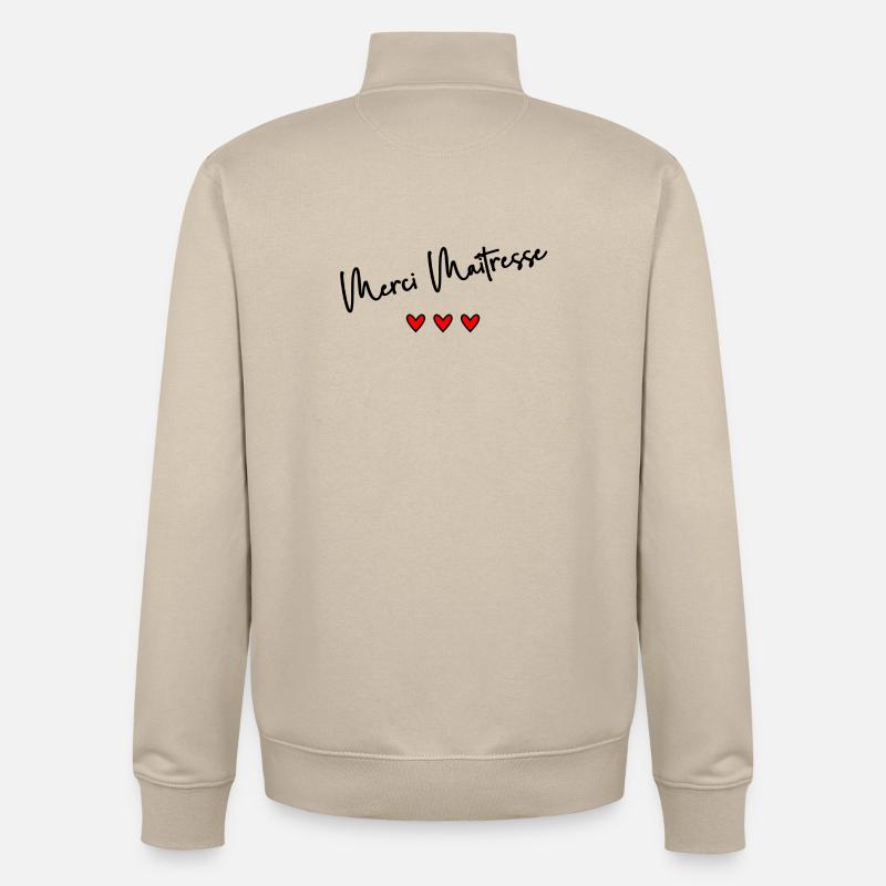 MAÎTRESSE. MERCI. MERCI MAÎTRESSE - Sweat zippé unisexe en coton bio Stanley/Stella - beige crème