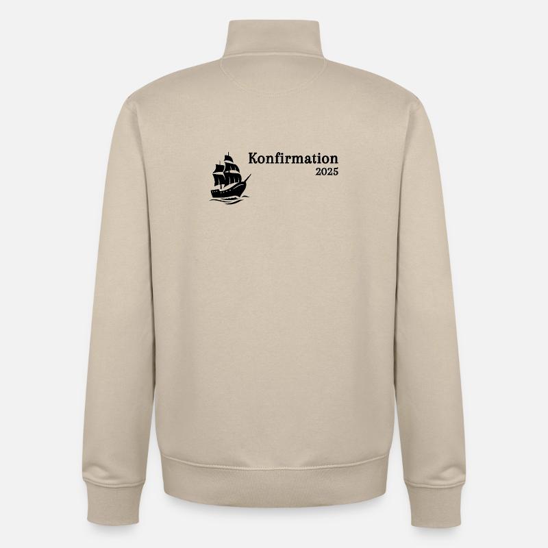 Konfirmation 2025 Schiff segelt heran - Unisex Organic Zip Sweatshirt von Stanley/Stella - Cremebeige