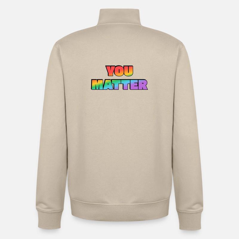 Dégradé arc-en-ciel You Matter - Sweat zippé unisexe en coton bio Stanley/Stella - beige crème
