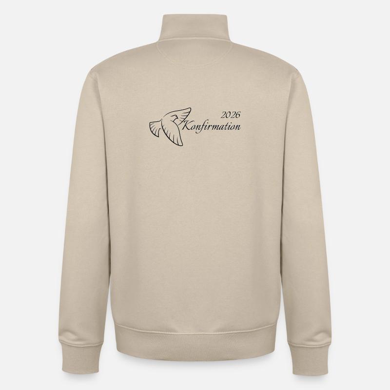 Confirmation 2026 Trinity Flying Dove - Sweat zippé unisexe en coton bio Stanley/Stella - beige crème