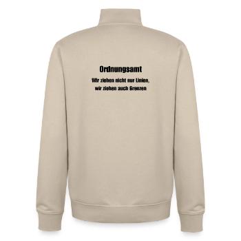 Public Order Office Grenzenzieher - Unisex Organic Zip Sweatshirt by Stanley/Stella - desert dust - Back - AI Model Male 185 dark (185cm)