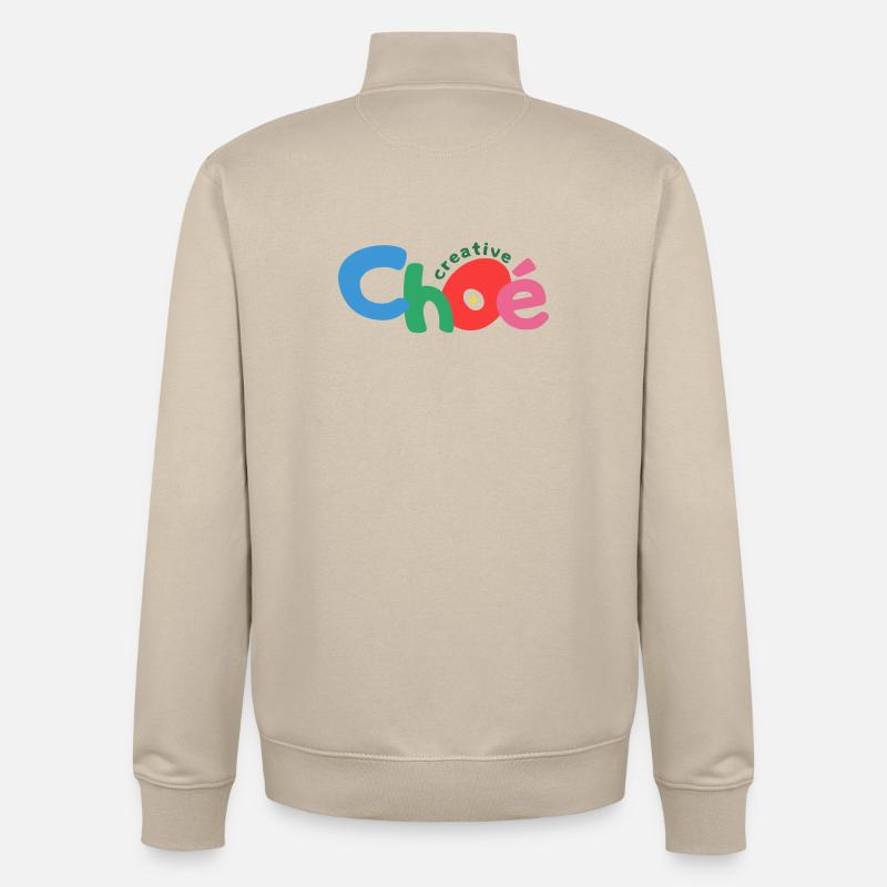 choe creative texte - Sweat zippé unisexe en coton bio Stanley/Stella - beige crème