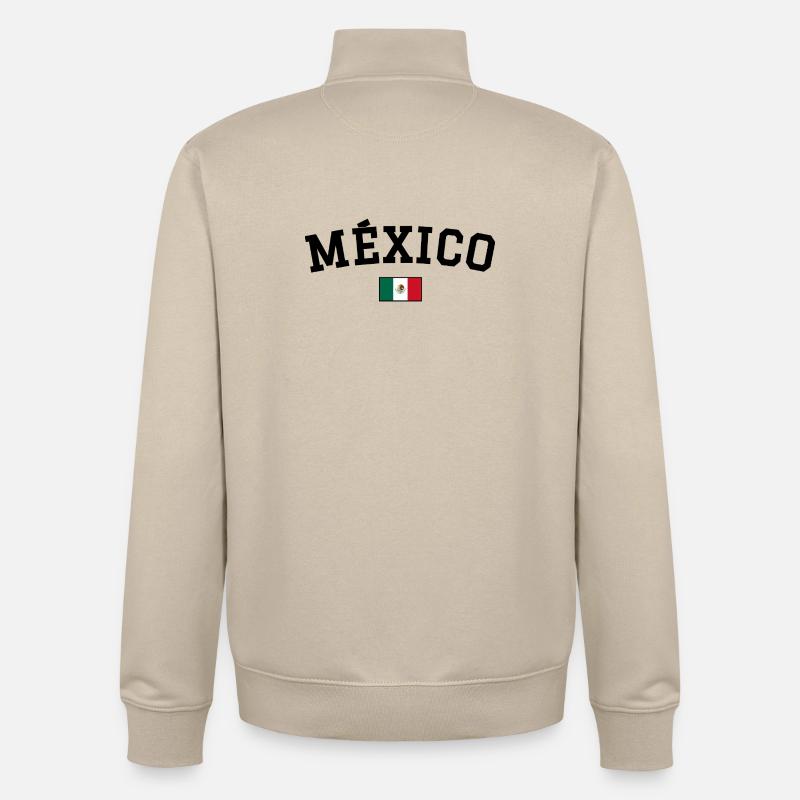 Drapeau du Mexique Noir - Sweat zippé unisexe en coton bio Stanley/Stella - beige crème