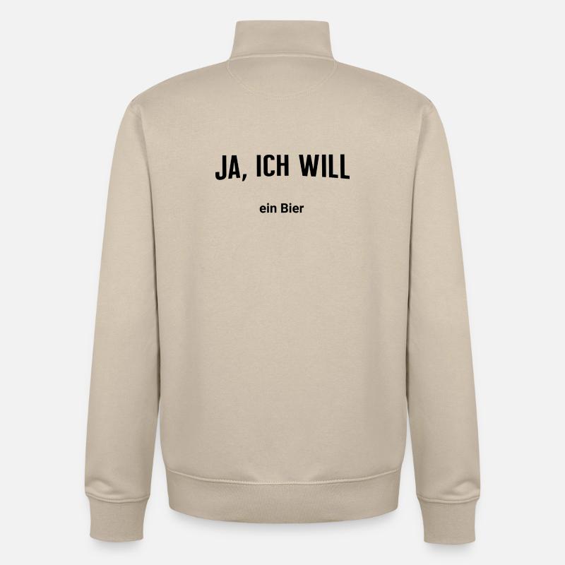 Ja, ich will - Ein Bier - Unisex Organic Zip Sweatshirt von Stanley/Stella - Cremebeige