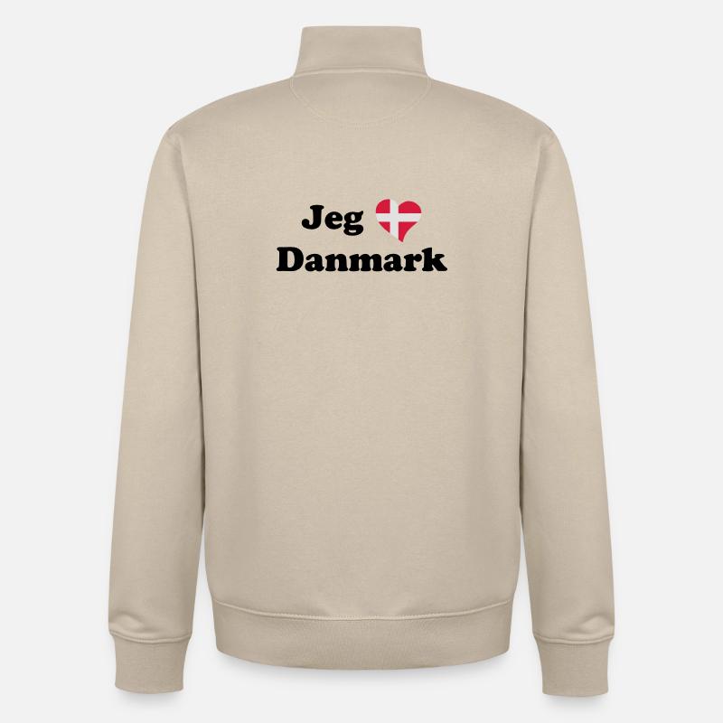 Jeg elsker Danmark - J'aime le Danemark - Sweat zippé unisexe en coton bio Stanley/Stella - beige crème