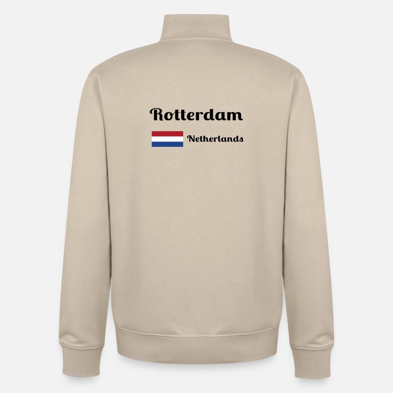 Rotterdam Pays-Bas - Imprimés élégants - Sweat zippé unisexe en coton bio Stanley/Stella - beige crème