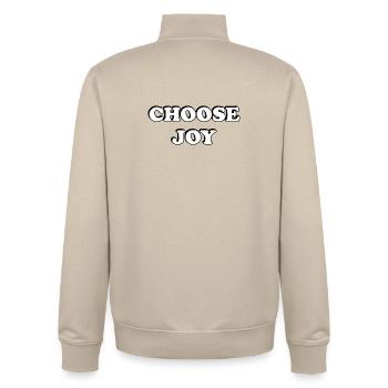 Choose Joy Bold Typography - Unisex Organic Zip Sweatshirt by Stanley/Stella - desert dust - Back - AI Model Male 185 dark (185cm)