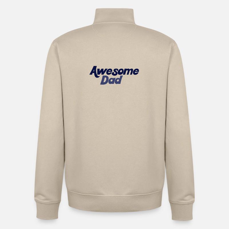 Kräftiger Blauer Farbverlauf Großartiger Papa - Unisex Organic Zip Sweatshirt von Stanley/Stella - Cremebeige