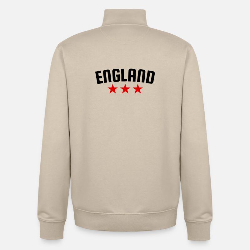 Angleterre 3 étoiles Design - Sweat zippé unisexe en coton bio Stanley/Stella - beige crème
