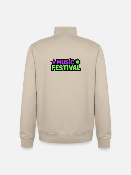Music Festival Lettering Graphic - Unisex Organic Zip Sweatshirt by Stanley/Stella - desert dust