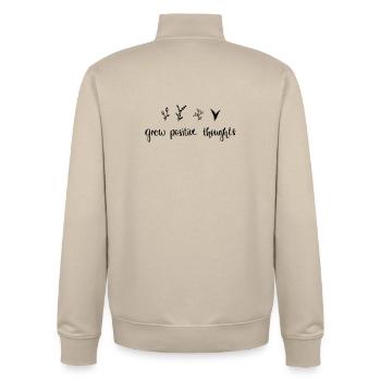 grow positiv thoughts - Natur - Unisex Organic Zip Sweatshirt von Stanley/Stella - Cremebeige - Hinten - AI Model Male 185 dark (185cm)