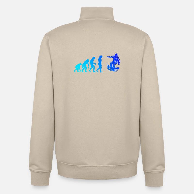 Œuvres modernes de snowboard - Sweat zippé unisexe en coton bio Stanley/Stella - beige crème