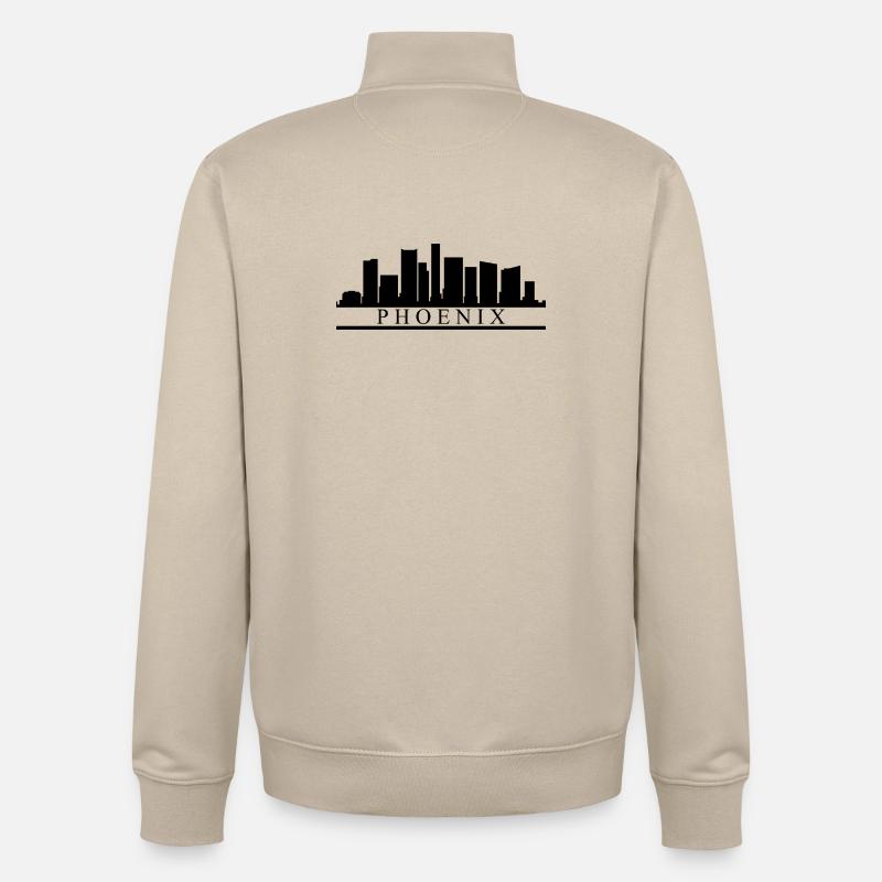 Skyline Phoenix - Sweat zippé unisexe en coton bio Stanley/Stella - beige crème