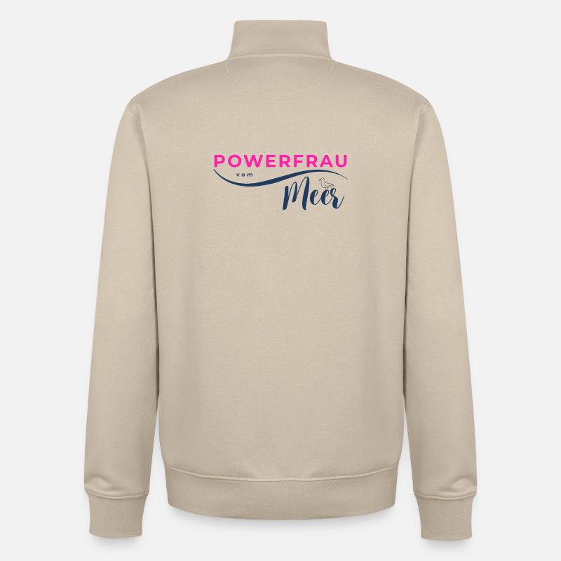 Powerfrau vom Meer pink - Unisex Organic Zip Sweatshirt von Stanley/Stella - Cremebeige