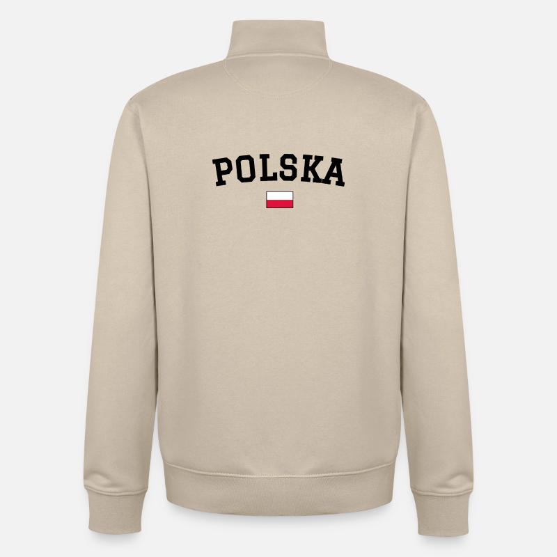 Drapeau polonais Noir - Sweat zippé unisexe en coton bio Stanley/Stella - beige crème
