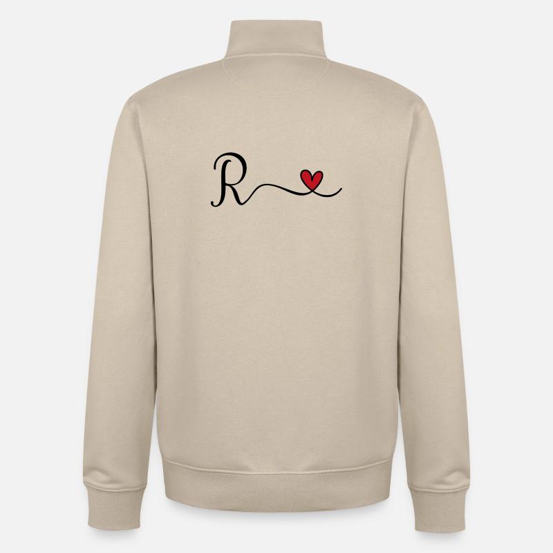 Monogramme de la lettre R - Sweat zippé unisexe en coton bio Stanley/Stella - beige crème