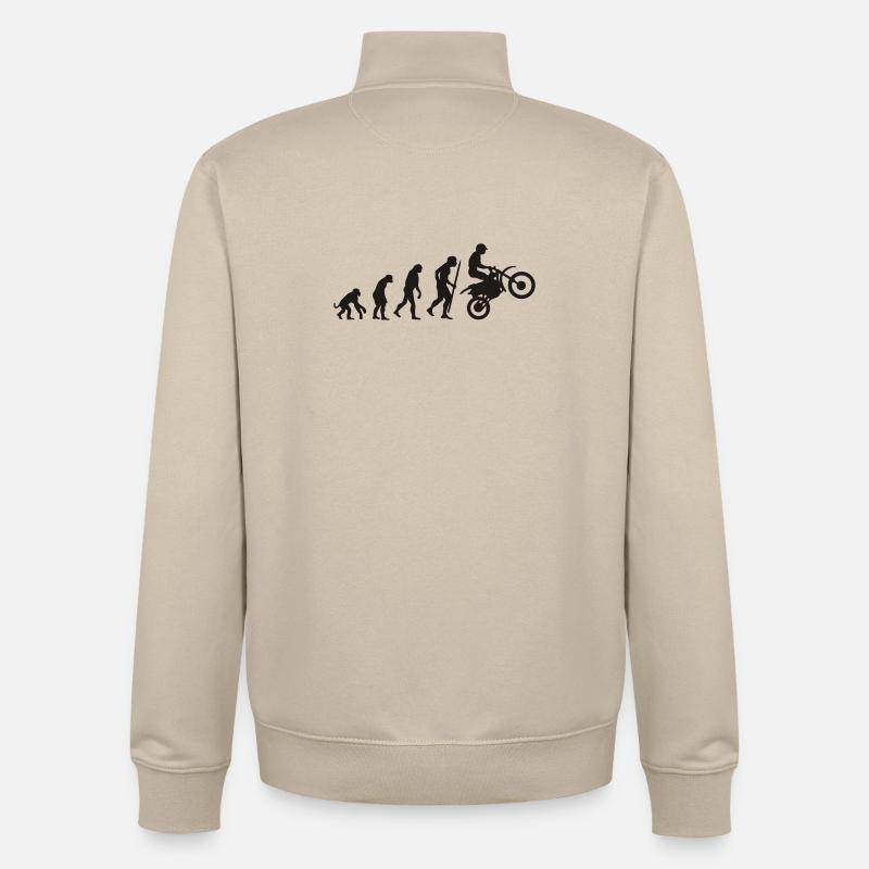 Evolution moto - Sweat zippé unisexe en coton bio Stanley/Stella - beige crème