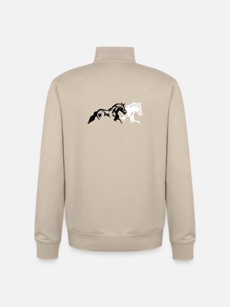 horses stallion mare foal - Unisex Organic Zip Sweatshirt by Stanley/Stella - desert dust