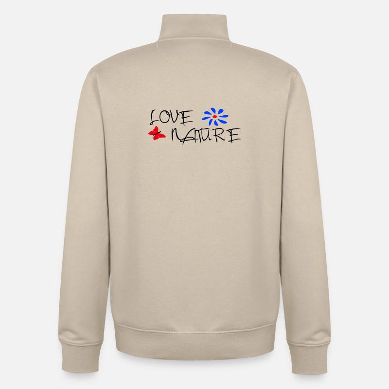 Nature, Papillon, Amour - Sweat zippé unisexe en coton bio Stanley/Stella - beige crème