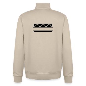 Häuser Logo Immobilienmakler - Unisex Organic Zip Sweatshirt von Stanley/Stella - Cremebeige - Hinten - AI Model Male 185 dark (185cm)