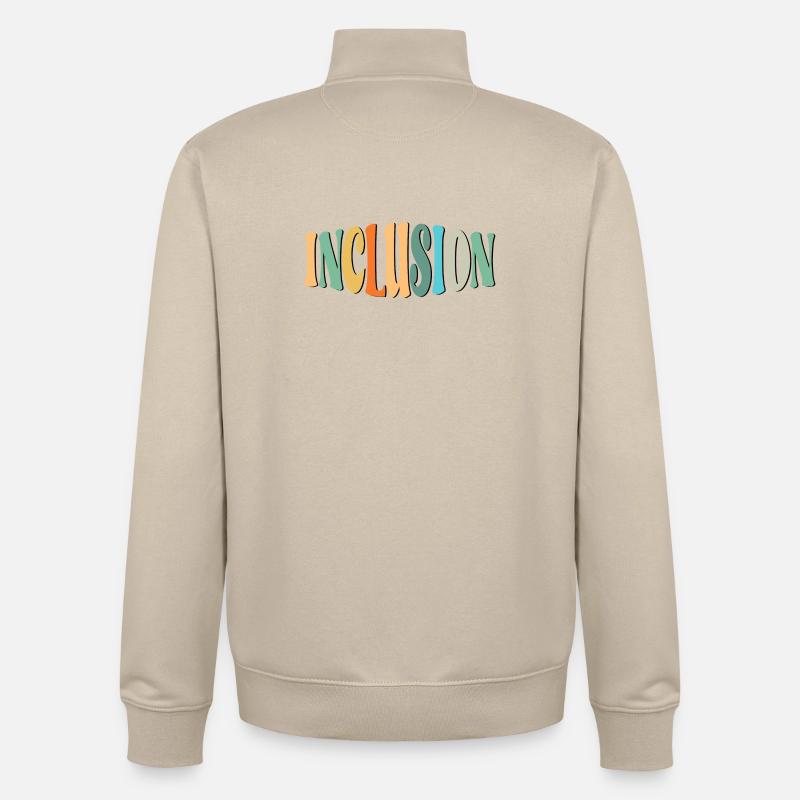 LETTRAGE D’INCLUSION - DIVERSITÉ - ÉGALITÉ - Sweat zippé unisexe en coton bio Stanley/Stella - beige crème