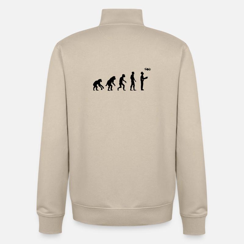 Drohnen Pilot Evolution Entwicklung lustig Design - Unisex Organic Zip Sweatshirt von Stanley/Stella - Cremebeige