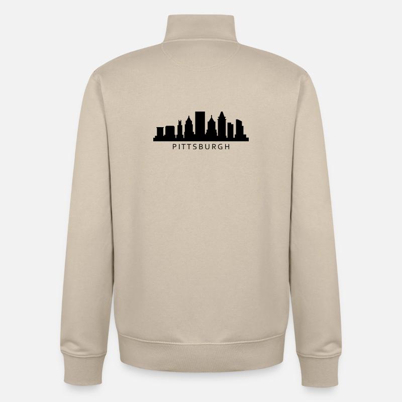 Silhouette de Pittsburgh - Sweat zippé unisexe en coton bio Stanley/Stella - beige crème