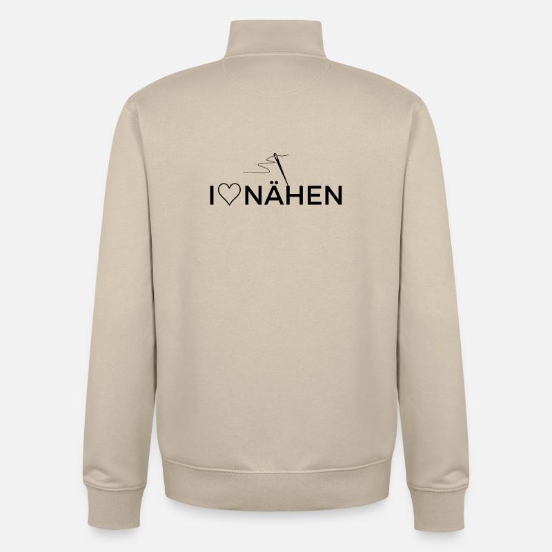 Ich liebe Nähen - Design mit Grafik - Unisex Organic Zip Sweatshirt von Stanley/Stella - Cremebeige