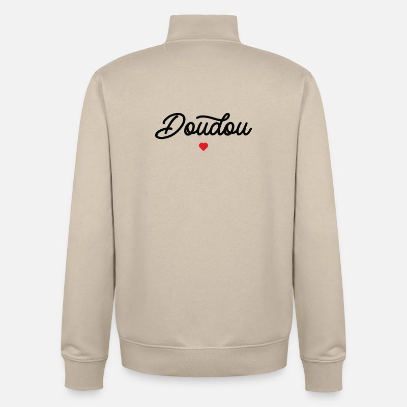 Doudou Coeur Script Noir - Sweat zippé unisexe en coton bio Stanley/Stella - beige crème