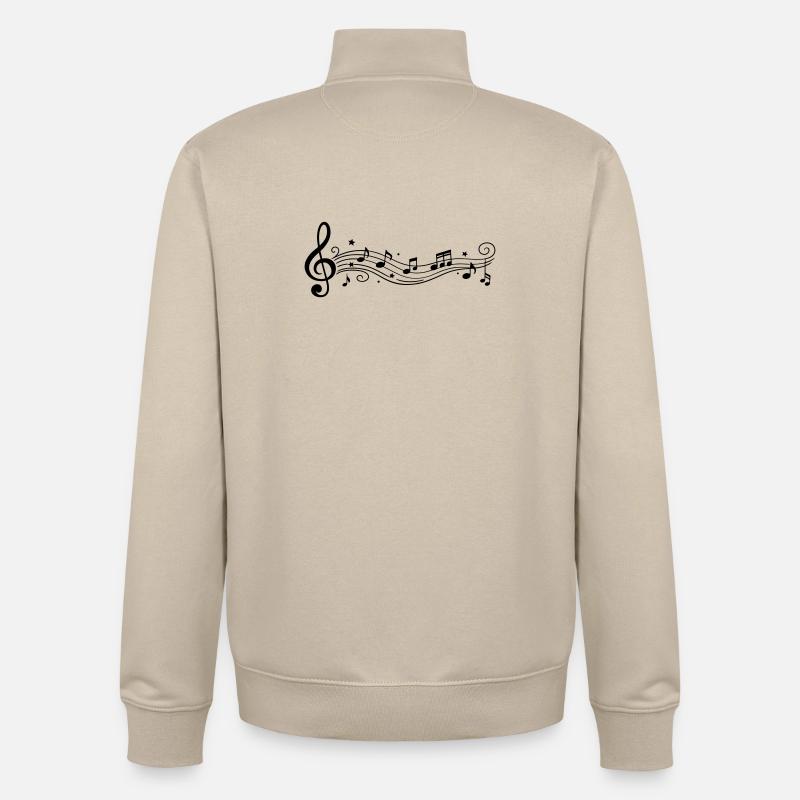 Notes musicales Clés de mélodie - Sweat zippé unisexe en coton bio Stanley/Stella - beige crème