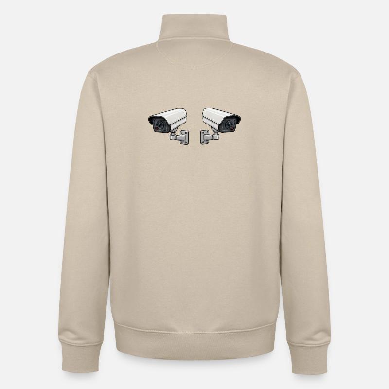 Art de surveillance à double caméra - Sweat zippé unisexe en coton bio Stanley/Stella - beige crème