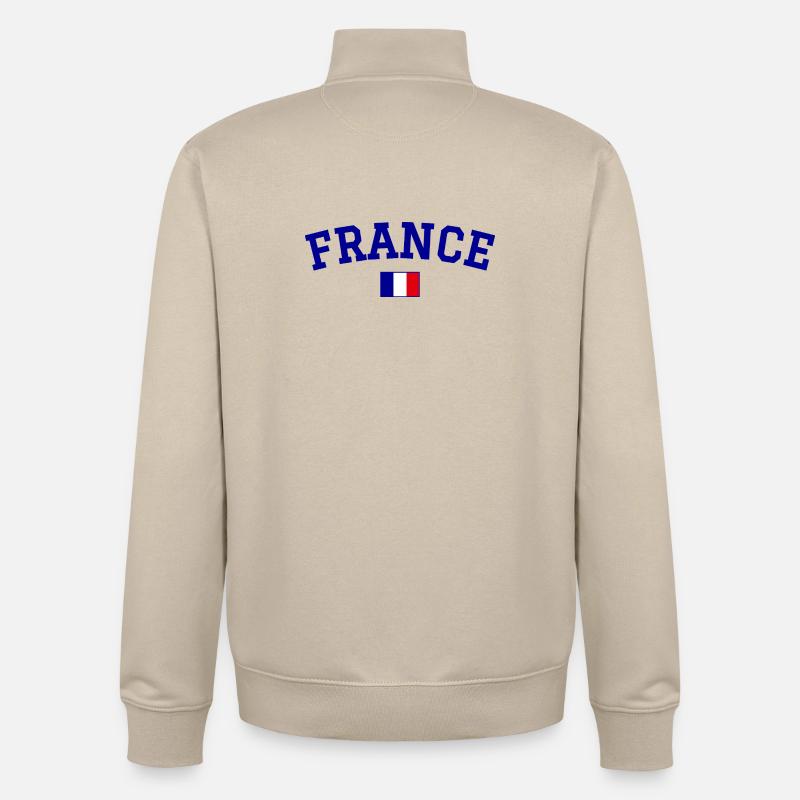 Drapeau français Bleu - Sweat zippé unisexe en coton bio Stanley/Stella - beige crème