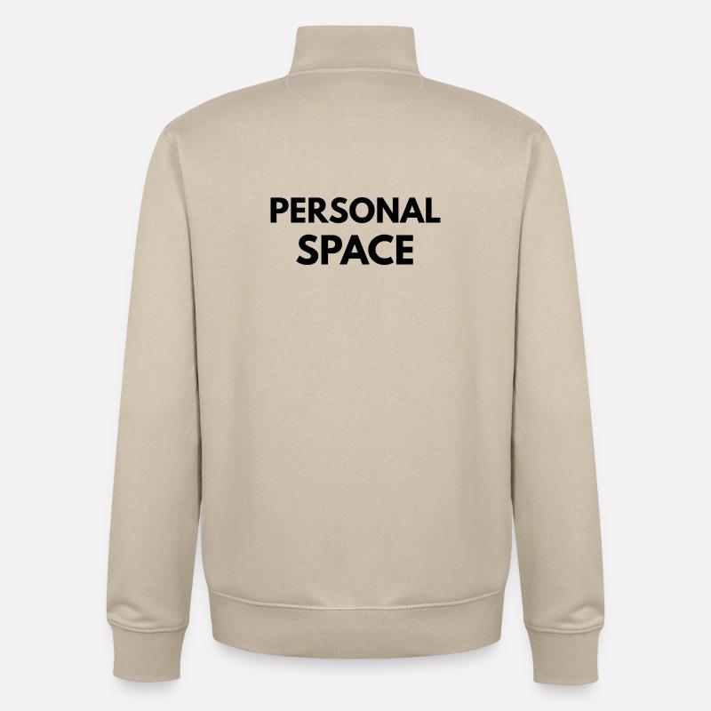 Personal Space Minimal Quote Design - Sweat zippé unisexe en coton bio Stanley/Stella - beige crème