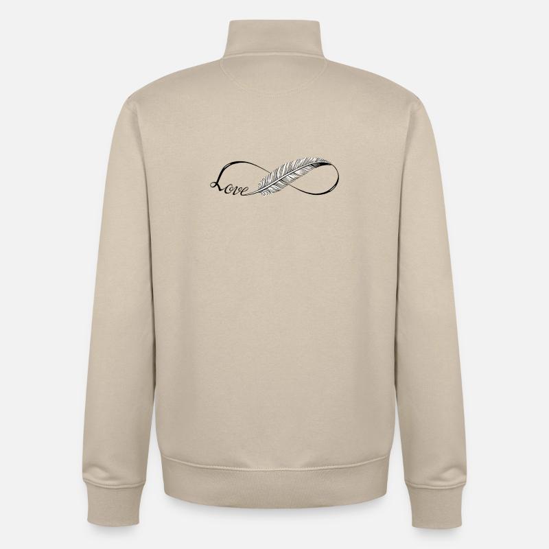 Plumes d'amour Infinity lignes mignonnes - Sweat zippé unisexe en coton bio Stanley/Stella - beige crème